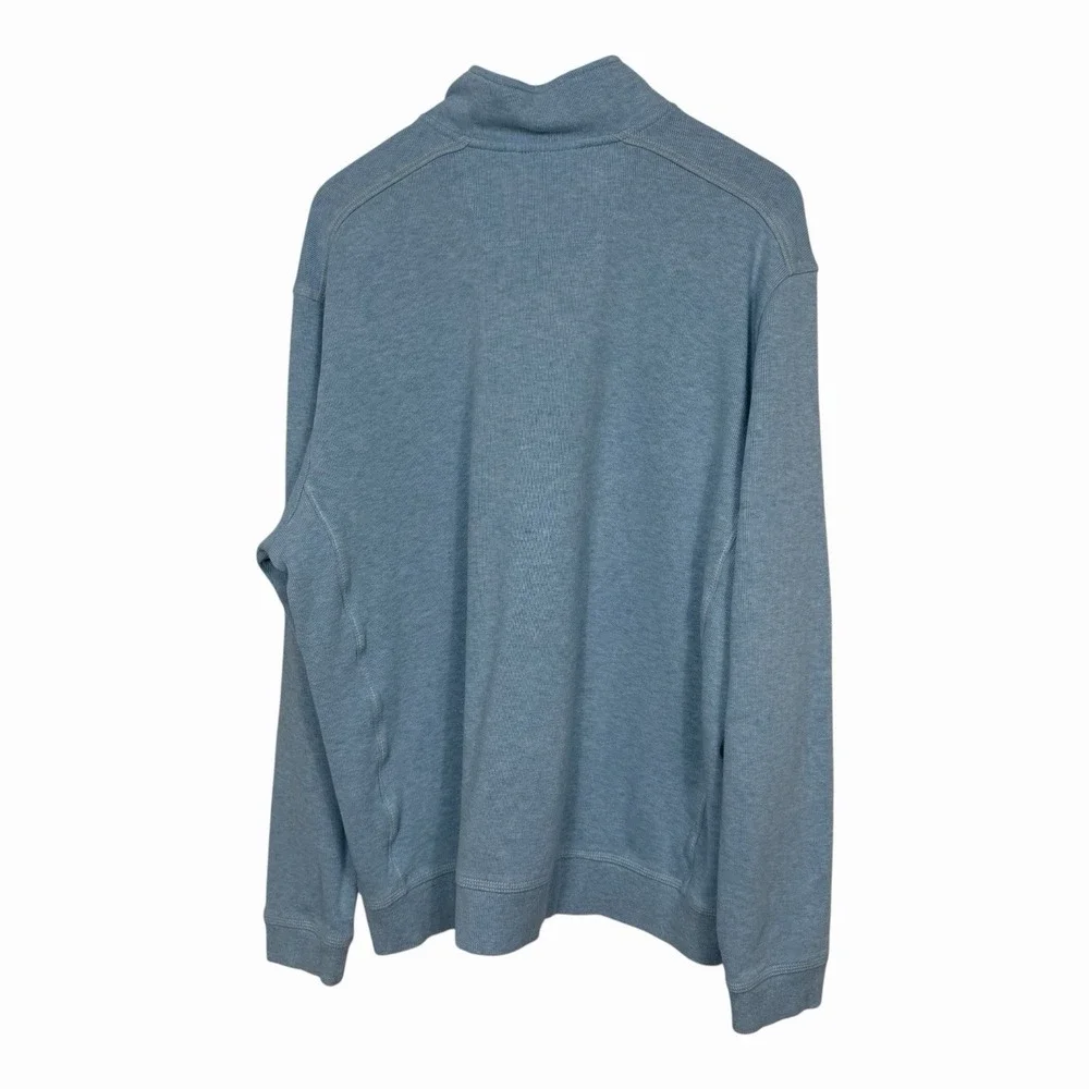 Tommy Bahama Mens XL Tall Blue Quarter Zip Pullover Sweatshirt Cotton
